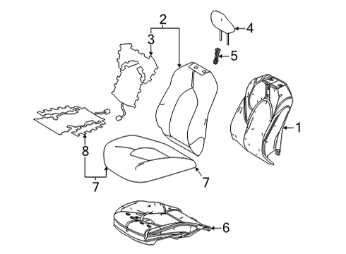 2021 Toyota Sienna Heated Seats Cushion Cover Diagram for 71072-08190-B3
