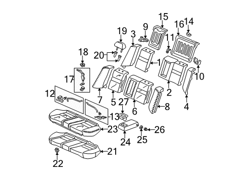 2005 Acura TSX Rear Seat Components Bracket, Center Seat Pivot Diagram for 82295-SEA-003