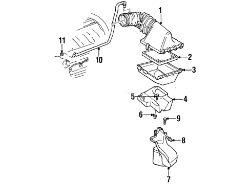 1995 Cadillac DeVille Air Intake Duct Inlet Diagram for 25099863