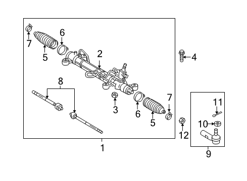 2006 Toyota Matrix P/S Pump & Hoses, Steering Gear & Linkage Inner Tie Rod Diagram for 45503-09430