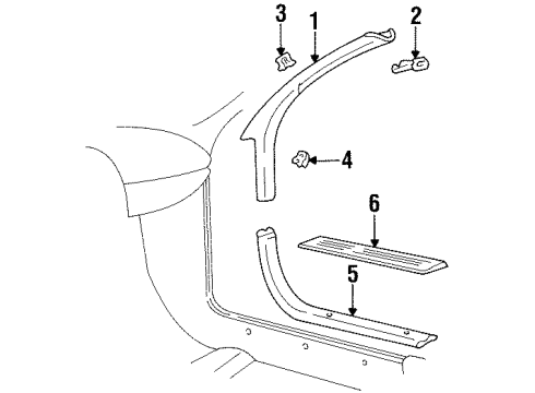 1997 Chevrolet Monte Carlo Interior Trim - Pillars, Rocker & Floor Molding Asm-Windshield Side Upper Garnish *Graphite Diagram for 10279848