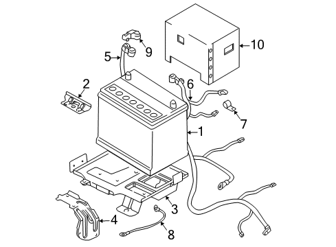 2007 Hyundai Tiburon Battery Outer Arm Assembly Diagram for 37200-2C140