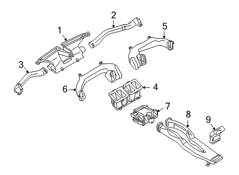2009 Infiniti FX35 Ducts Nozzle-Defrostor Diagram for 27800-1CA0A