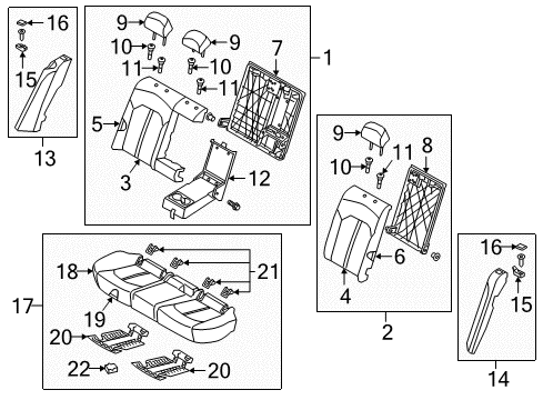 2020 Kia Optima Rear Seat Components Rear Seat Back Armrest Assembly Diagram for 89900A8510HE4
