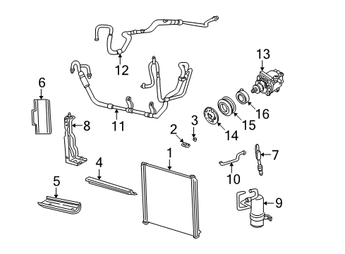 2003 Mercury Mountaineer Air Conditioner Radiator Support Side Support Diagram for 1L2Z-16153-AA