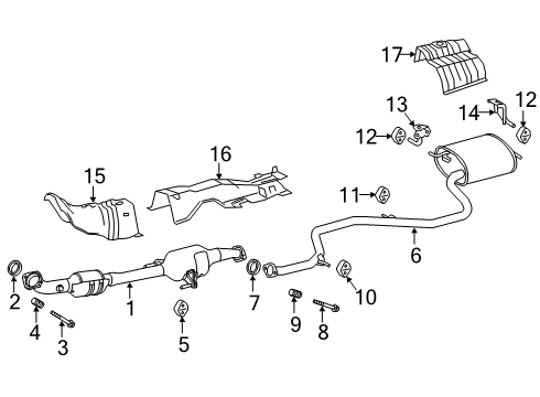 2020 Toyota Corolla Exhaust Components Muffler & Pipe Support Bracket Diagram for 17575-F2010