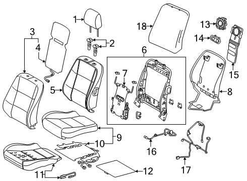 2018 Lexus ES350 Passenger Seat Components Front Seat Back Cover Sub-Assembly, Right (For Separate Type) Diagram for 71073-33N30-A3