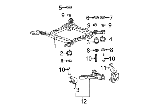 2006 Cadillac DTS Front Suspension Components, Lower Control Arm, Ride Control, Stabilizer Bar Insulator Asm-Drivetrain & Front Suspension Frame *Orange Diagram for 15264215