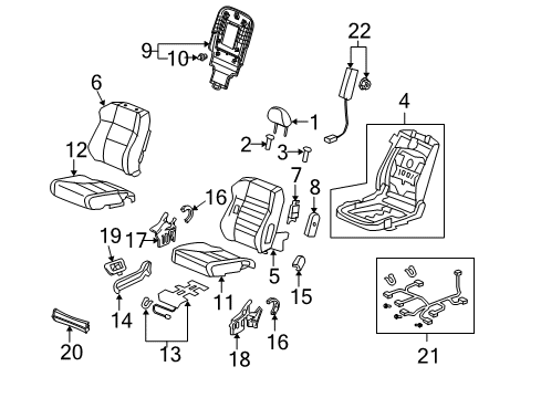2009 Acura RDX Front Seat Components Pad, Right Front Seat-Back (With Opds Sensor) Diagram for 81127-STK-A11