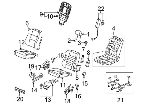 2009 Acura RDX Front Seat Components Pad, Right Front Seat Cushion Diagram for 81137-STK-A11