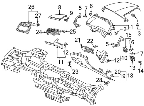 2020 Honda Clarity Cluster & Switches, Instrument Panel Screw, Tapping (4X16) (Po) Diagram for 93913-24420