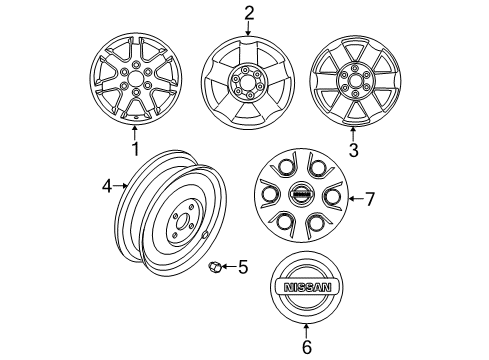 2014 Nissan Titan Wheels, Covers & Trim Aluminum Wheel Diagram for 40300-9FM5A