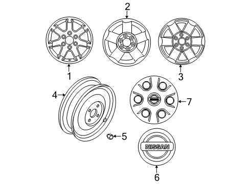 2013 Nissan Titan Wheels, Covers & Trim 20" Chrome Wheel Diagram for 999W1-WV000