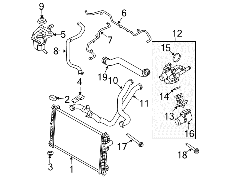 2012 Ford Fusion Radiator & Components Reservoir Diagram for BH6Z-8A080-B