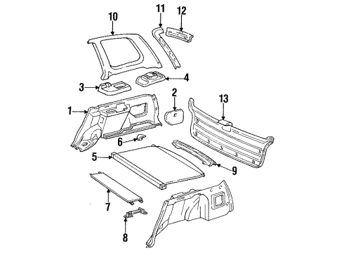 1995 Toyota Corolla Interior Trim - Rear Body Shock Cover Diagram for 58348-13050-P0