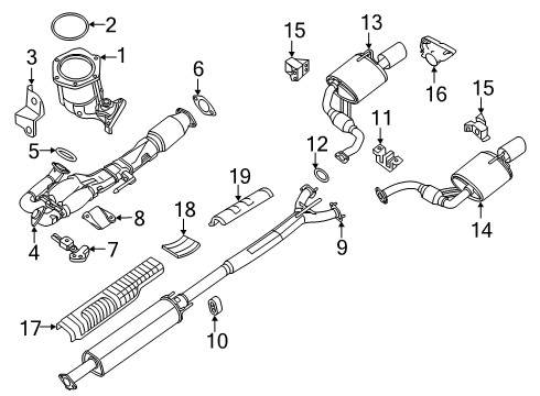 2020 Nissan Maxima Exhaust Components Three Way Catalytic Converter Diagram for 208A3-4RF0A