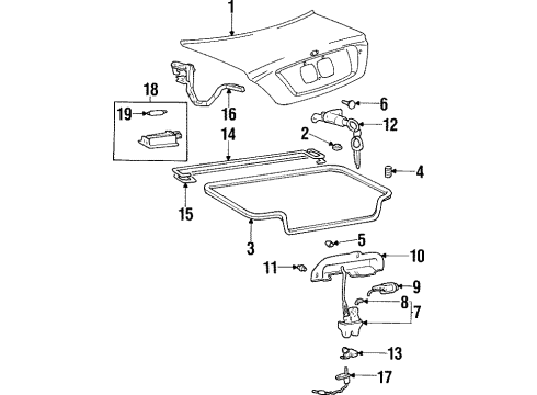 1998 Hyundai Sonata Trunk Lid Hinge Assembly-Trunk Lid, RH Diagram for 79220-34000