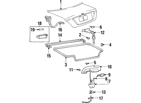 1998 Hyundai Sonata Trunk Lid Support-Rear License Plate Diagram for 86941-34000