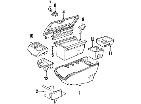 1992 GMC K3500 Center Console Holder Asm, Front Floor Console Cup Diagram for 15583015