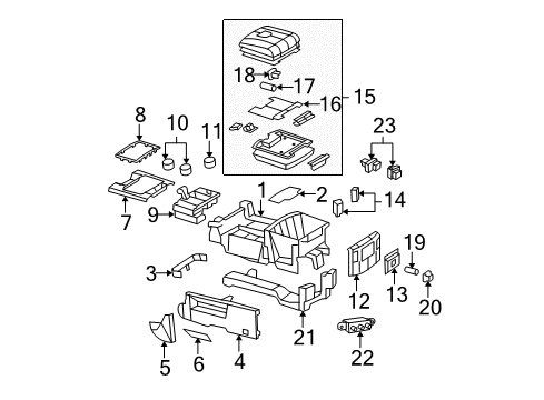 2009 Dodge Ram 1500 Center Console Bracket-Console Diagram for 55365121AD