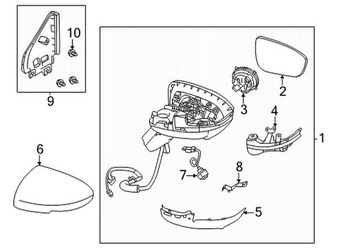 2021 Nissan Rogue Outside Mirrors Glass-Mirror, LH Diagram for 96366-6RF0A