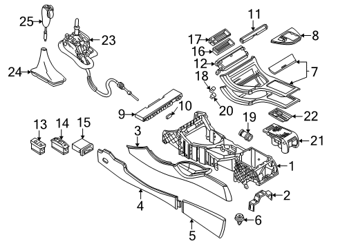 2001 BMW X5 Sunroof Selector Lever Handle, Leath., W/Wood Ring Diagram for 25161423538