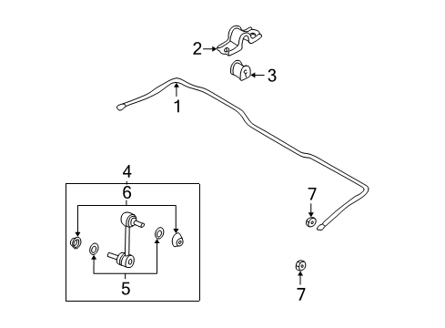 2003 Hyundai Tiburon Stabilizer Bar & Components - Rear Bush-Stabilizer Bar Diagram for 55513-2C110