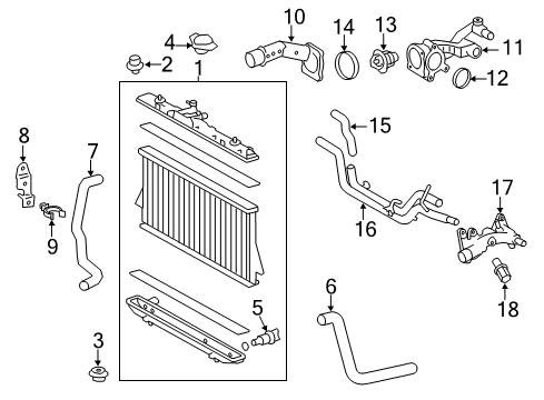 2015 Toyota Highlander Radiator & Components Shroud Clip Diagram for 90469-45001