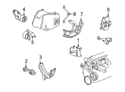 1997 Pontiac Sunfire Engine & Trans Mounting Mount, Trans Rear Diagram for 22112838