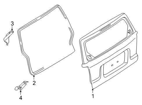 2007 Mercury Mariner Gate & Hardware Weatherstrip Diagram for YL8Z-7843720-AA