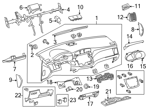 2012 Toyota Avalon Instrument Panel Center Bracket Diagram for 55308-07010
