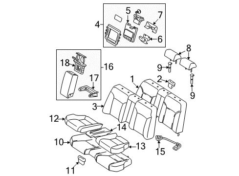 2009 Lexus IS F Rear Seat Components Lock Sub-Assy, Rear Seat Armrest Diagram for 58908-53050-C0