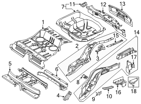2019 Ford Explorer Rear Floor & Rails Support Plate Diagram for AE9Z-74101C42-B