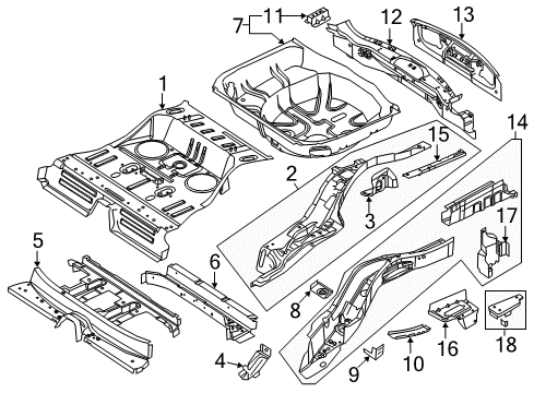 2019 Ford Explorer Rear Floor & Rails Rail Extension Reinforcement Diagram for BA8Z-7441055-A