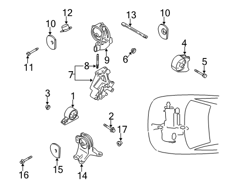 2002 Dodge Stratus Engine & Trans Mounting Bracket-Engine Mount Diagram for 1091A013