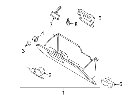 2001 Ford Ranger Glove Box Latch Cover Diagram for F57Z-10061A40-A