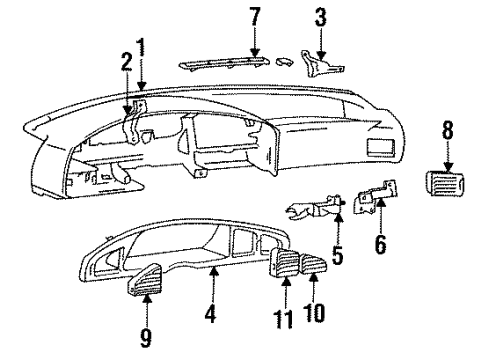 1993 Hyundai Elantra Instrument Panel Panel Assembly-Cluster Facia Diagram for 84830-28010