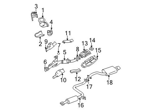 2000 Nissan Maxima Exhaust Components Catalytic Converter Assembly Diagram for B08A0-3Y102