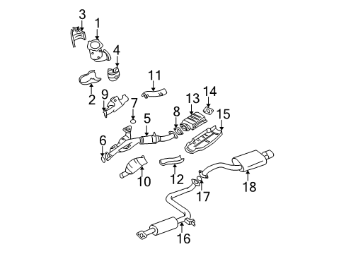 2000 Nissan Maxima Exhaust Components Three Way Catalytic Converter Diagram for 20800-3Y225