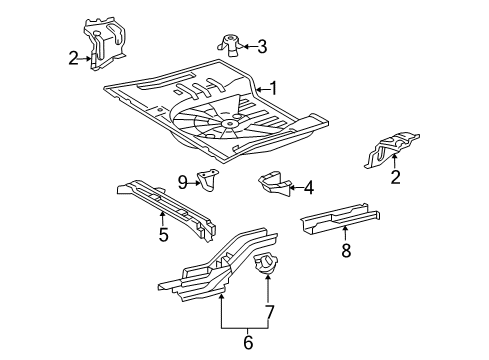 2004 Scion xA Rear Body - Floor & Rails Rear Floor Pan Diagram for 58311-52902