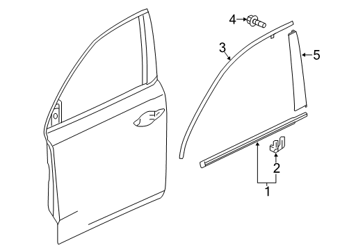 2020 Acura MDX Exterior Trim - Front Door Molding, Left Front Diagram for 72465-TZ5-A01