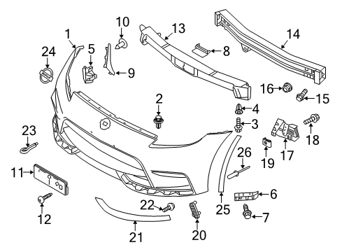 2016 Nissan 370Z Front Bumper Rivet Diagram for 68399-6GA0A