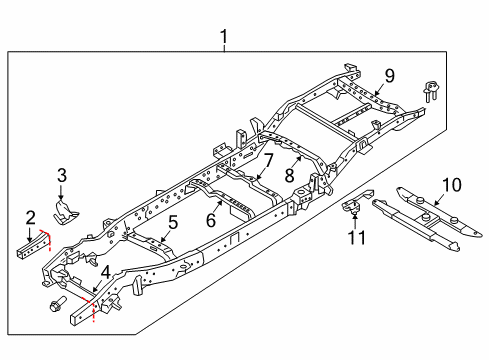 2017 Nissan Titan Frame & Components Bracket Assembly Member, LH Diagram for 51179-EZ00B