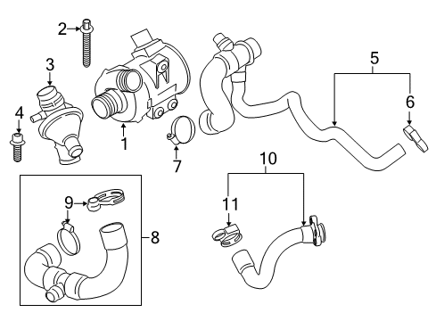 2014 BMW X1 Water Pump Engine Coolant Hose Diagram for 11537639997