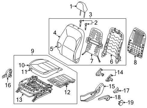 2012 Kia Rio Driver Seat Components Cover-Front Cushion Inside Diagram for 880111WAA0HU