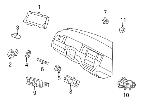 2005 Lincoln Town Car Automatic Temperature Controls Headlamp Switch Diagram for 3W1Z-11654-AB