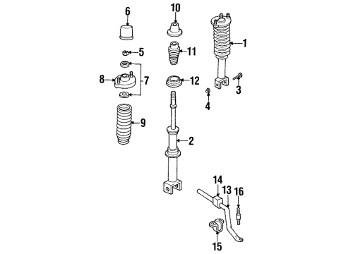 1996 Dodge Stratus Rear Suspension Components, Struts & Components, Upper Control Arm, Stabilizer Bar ABSORBER-Rear Suspension Diagram for 4764227