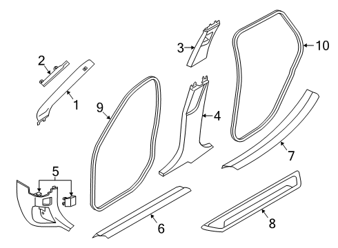 2022 BMW X2 Interior Trim - Pillars Cover, Column A Right Diagram for 51438070816