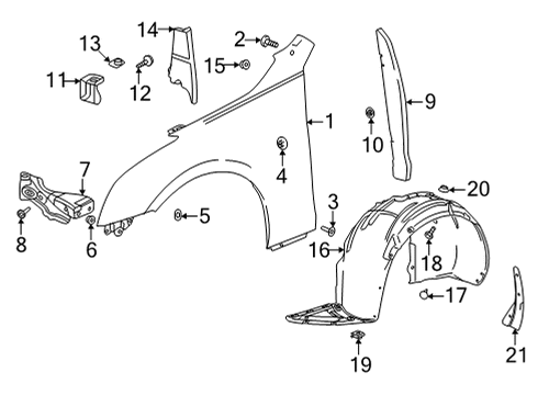 2022 Cadillac CT4 Fender & Components Fender Liner Diagram for 84649706