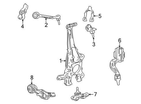 2021 Toyota Mirai Front Suspension Components Lower Control Arm Mount Bolt Diagram for 90119-16034